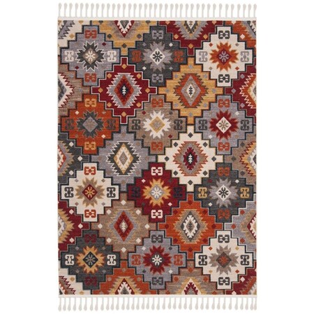 Safavieh Farmhouse 800 Power Loomed Rectangle Area Rug Grey & Red - 4 ft.-0 in. x 5 ft.-4 in. FMH805F-4